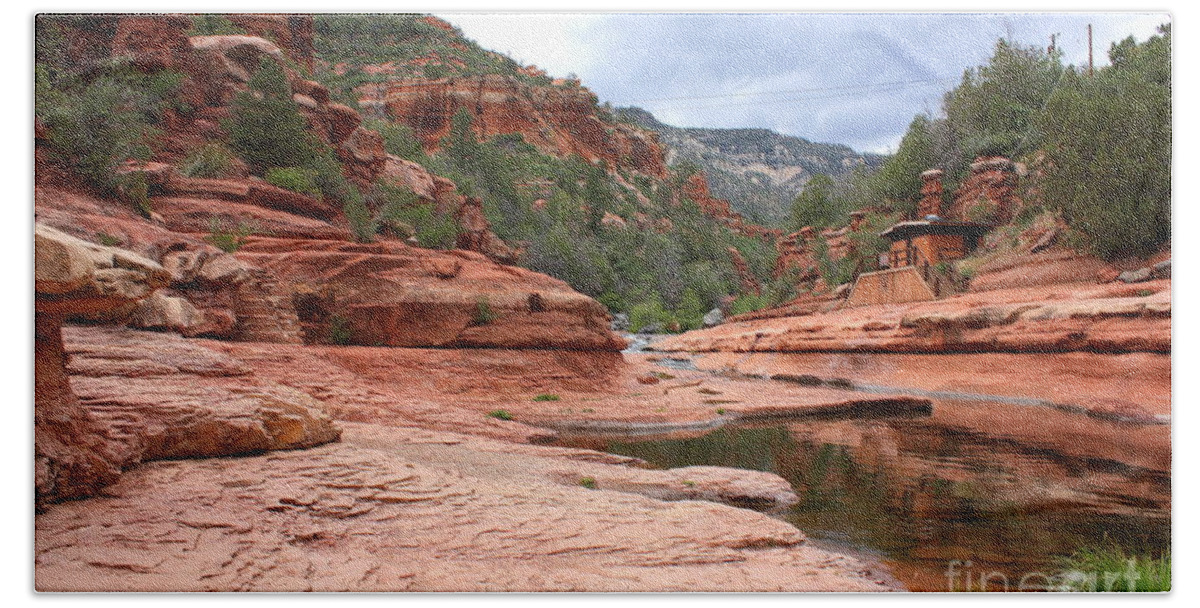 Slide Rock Beach Towel featuring the photograph Calm Day at Slide Rock by Carol Groenen