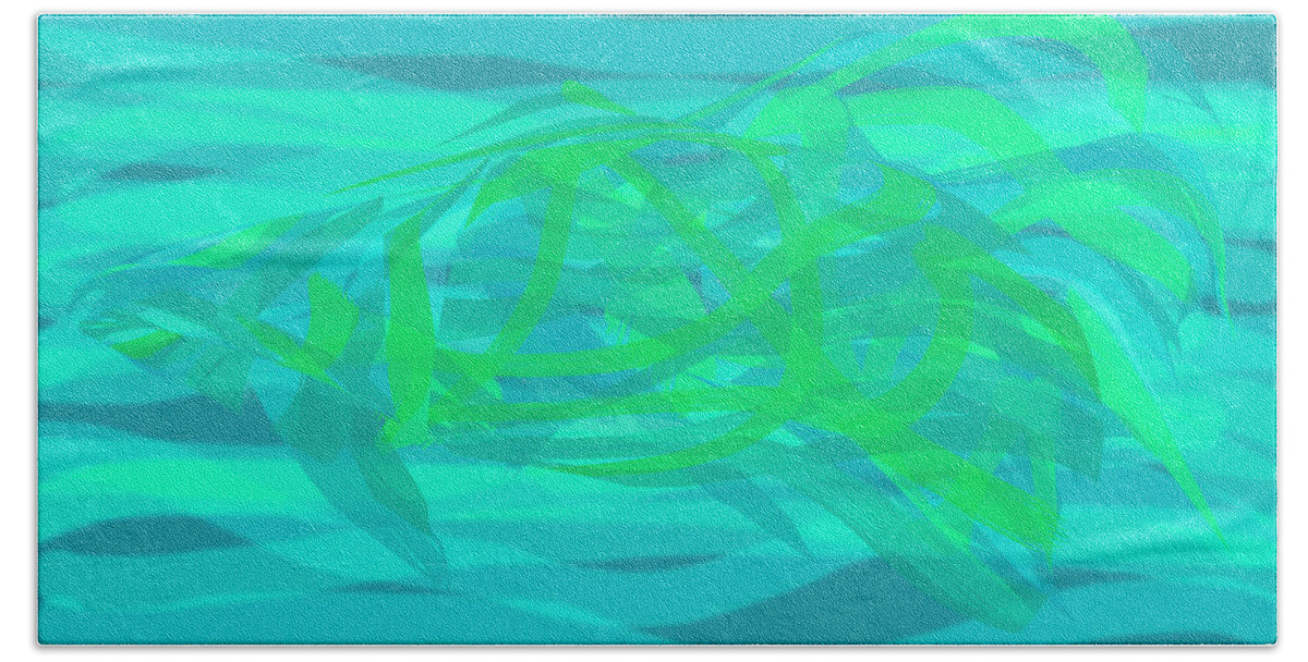 Abstract Beach Sheet featuring the digital art Camouflage Fish by Stephanie Grant