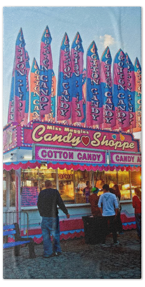 Bolton Fall Fair Beach Towel featuring the photograph Candy Shoppe by Steve Harrington