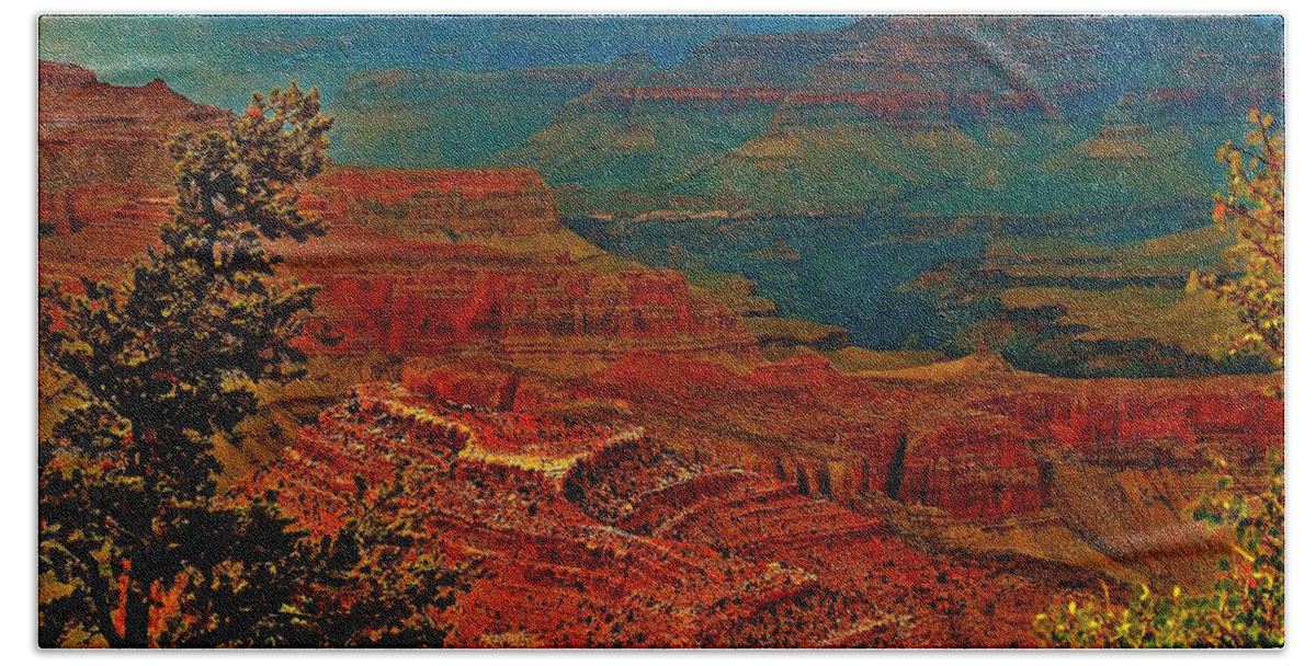 Grand Canyon Beach Sheet featuring the photograph Canyon colours show through by Jim Hogg