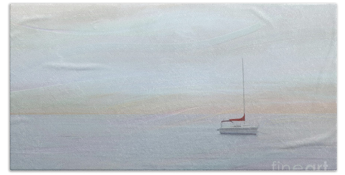 Moored Sailboat Beach Towel featuring the digital art Cape Cod Serenity by Jayne Carney