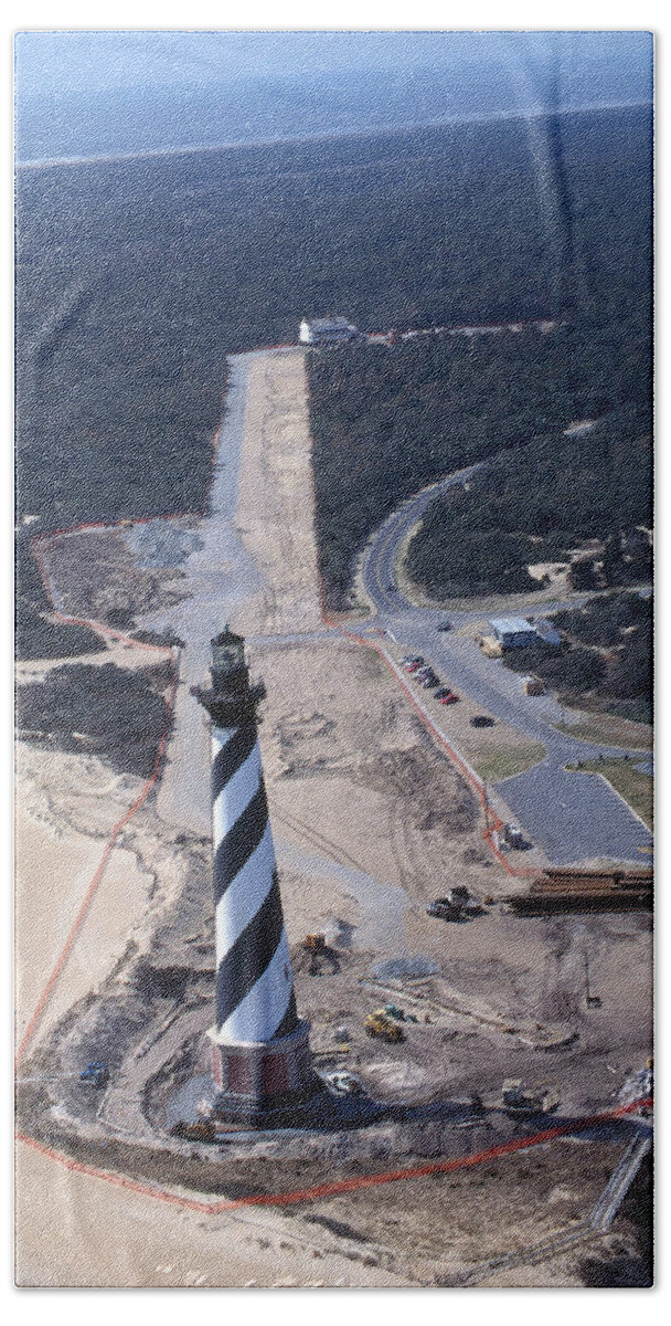 North Carolina Beach Towel featuring the photograph Cape Hatteras Lighthouse Relocation by Bruce Roberts