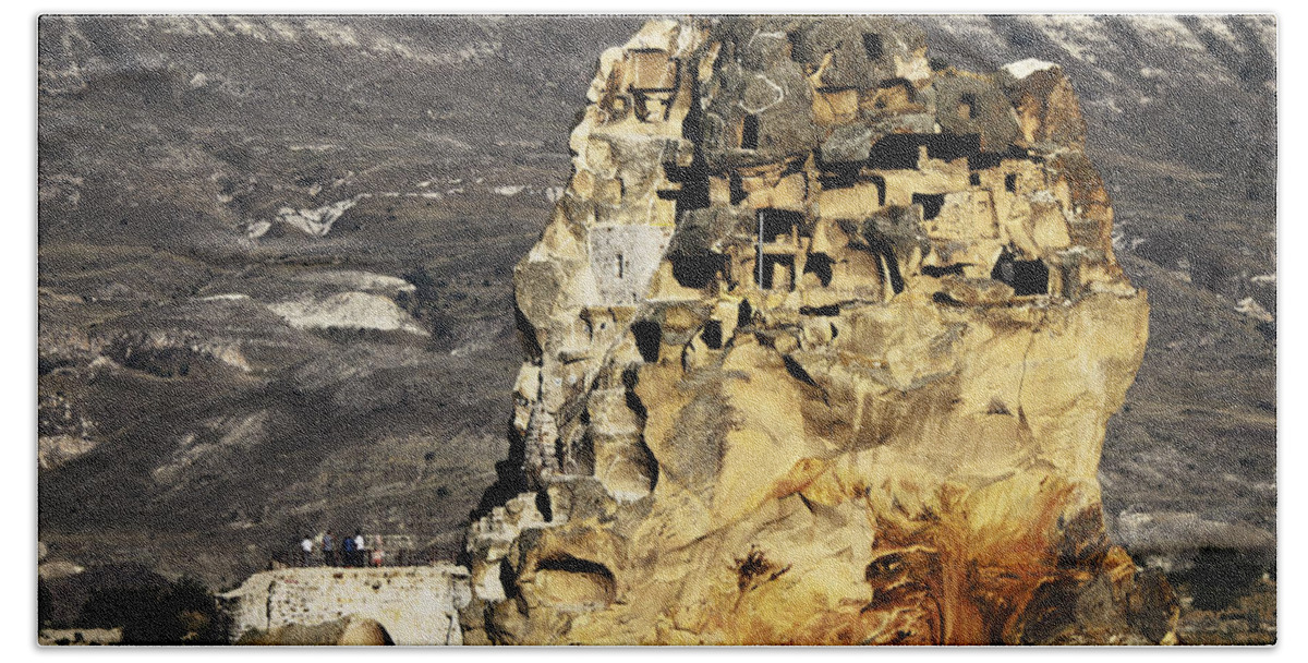 Cappadocia Beach Towel featuring the pyrography Cappadocia by Jelena Jovanovic