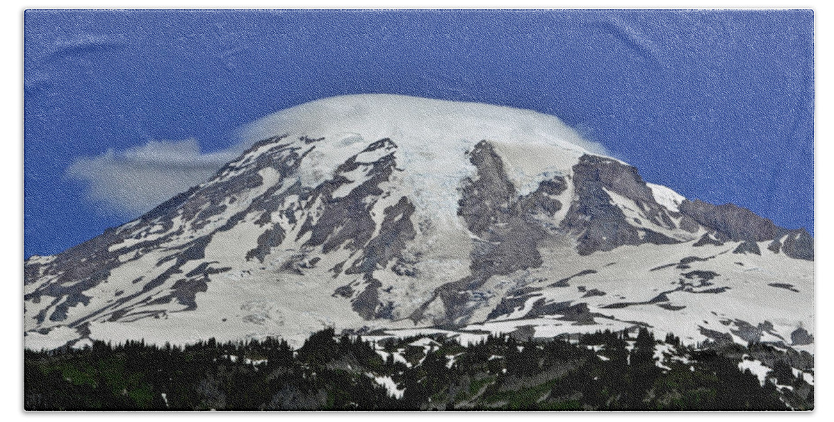 Capped Beach Towel featuring the photograph Capped Rainier Up Close by Tikvah's Hope