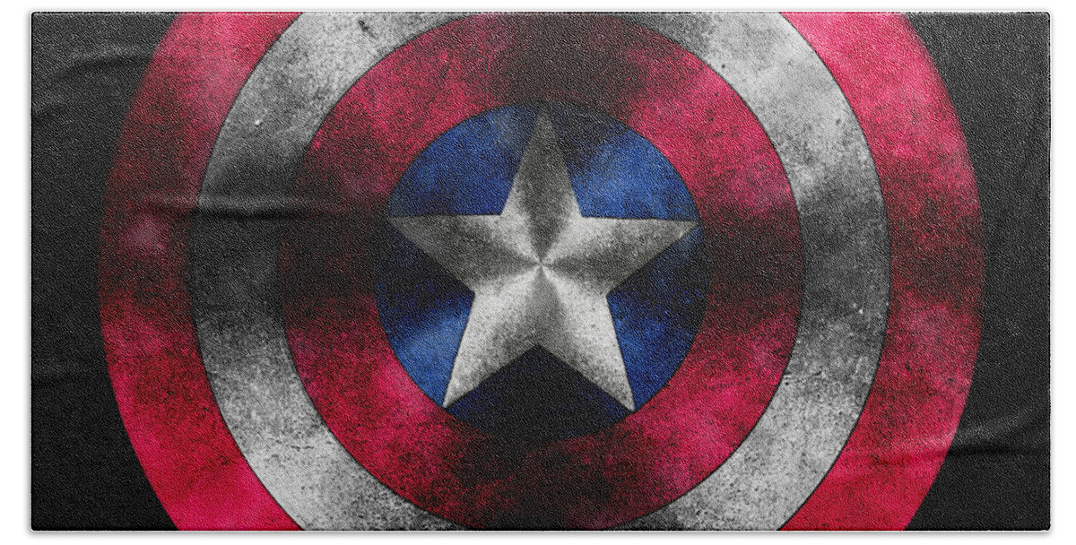 Captain America Movie Beach Sheet featuring the painting Captain America Shield by Georgeta Blanaru