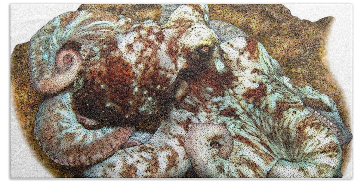 Ocean Life Beach Towel featuring the photograph Caribbean Reef Octopus by Roger Hall