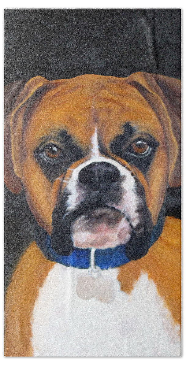 Boxer Beach Towel featuring the painting Cassius by Karen Coggeshall
