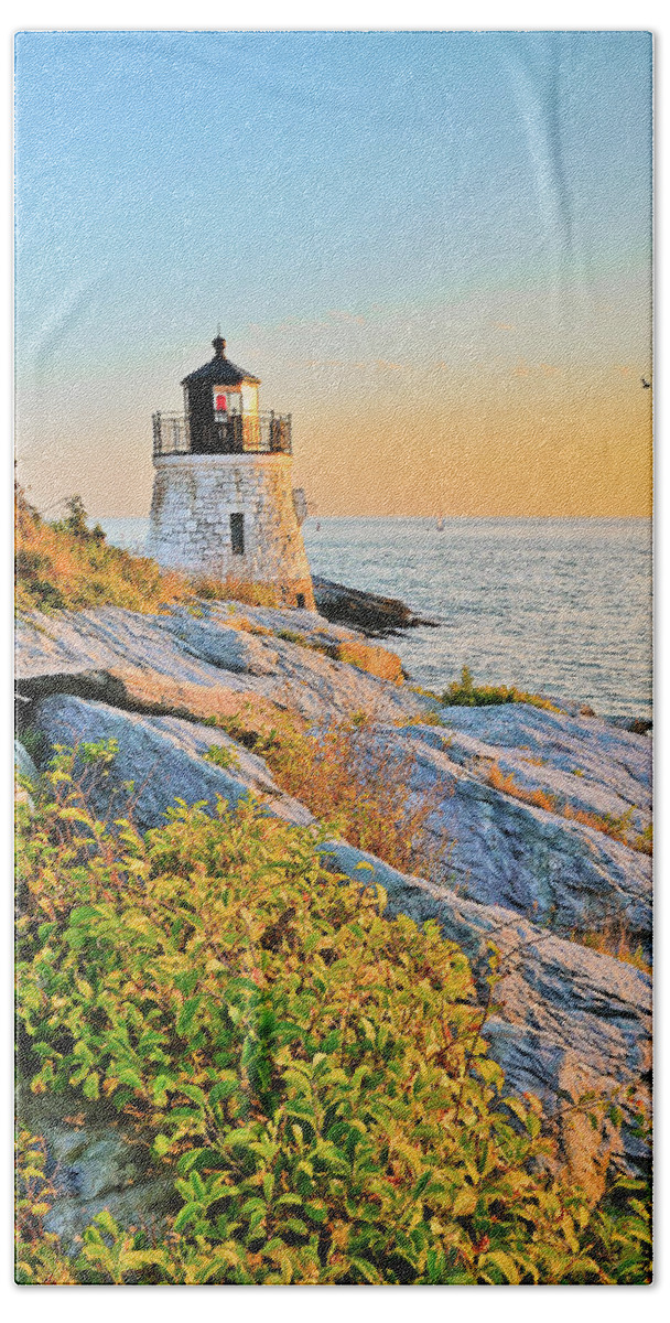 Castle Beach Towel featuring the photograph Castle Hill Lighthouse 1 Newport by Marianne Campolongo