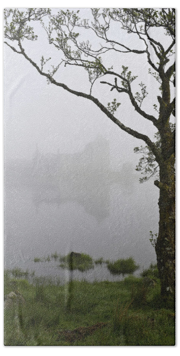 Mist Beach Sheet featuring the photograph Castle Kilchurn tree by Gary Eason