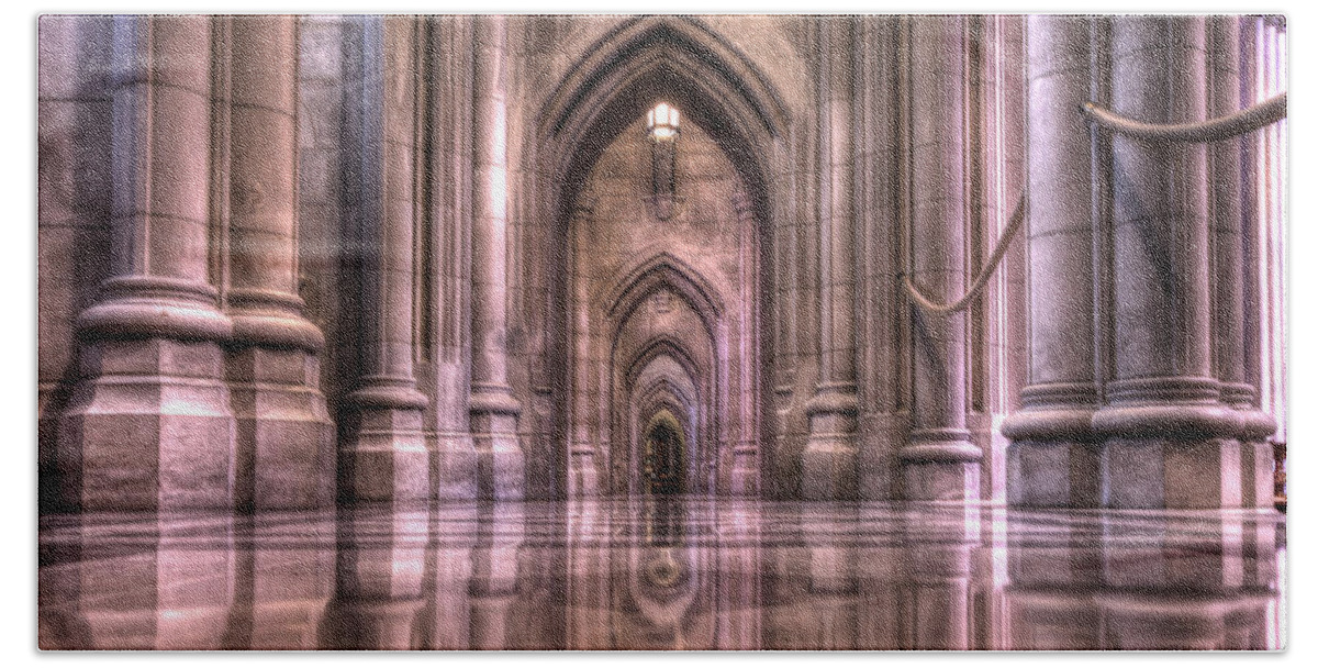Sneffy Beach Towel featuring the photograph Cathedral Reflections by Shelley Neff