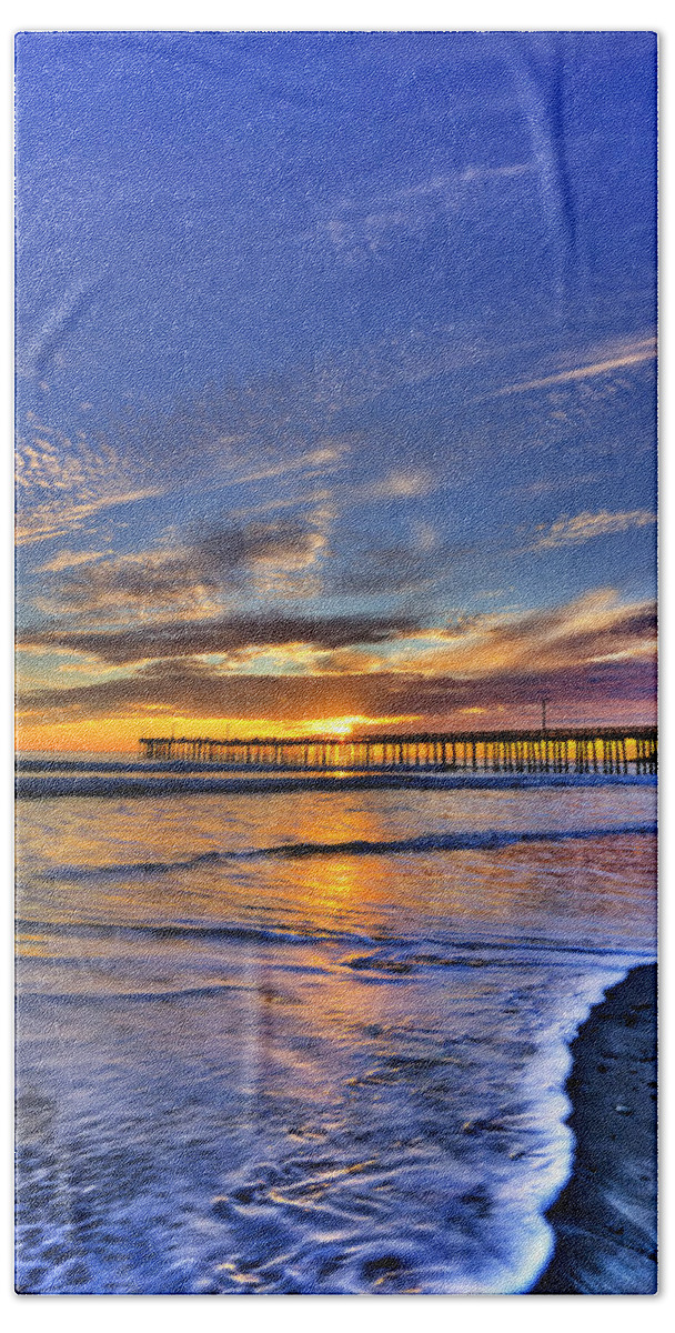 Sunset Beach Towel featuring the photograph Cayucos Sunset by Beth Sargent