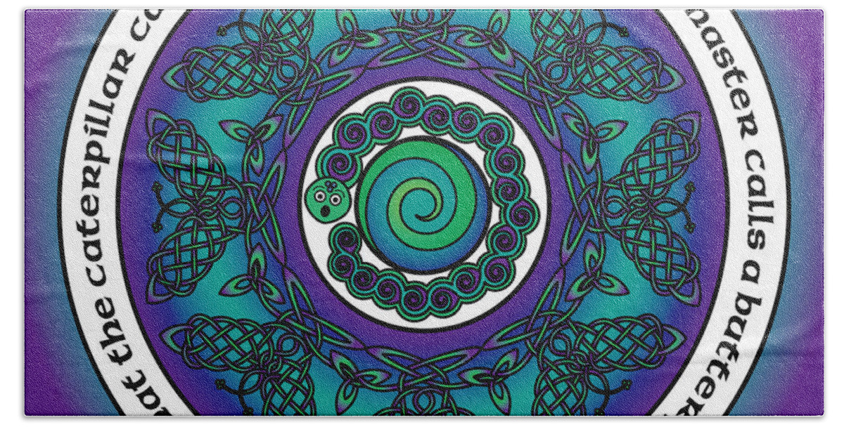 Celtic Art Beach Sheet featuring the photograph Celtic Butterfly Mandala by Celtic Artist Angela Dawn MacKay