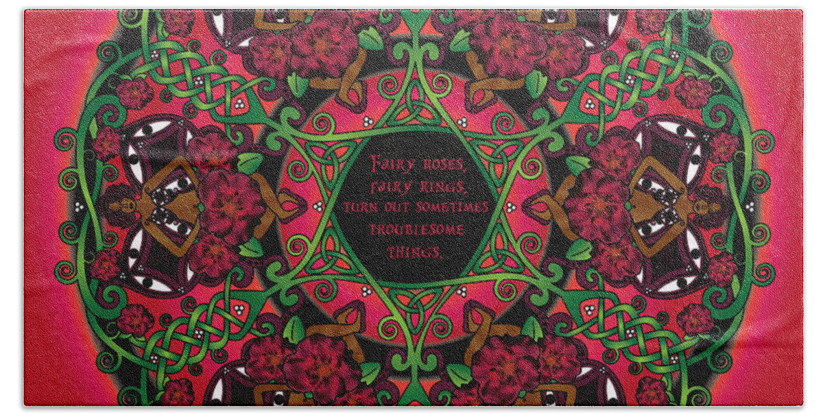 Celtic Knots Beach Towel featuring the digital art Celtic Summer Fairy Mandala by Celtic Artist Angela Dawn MacKay