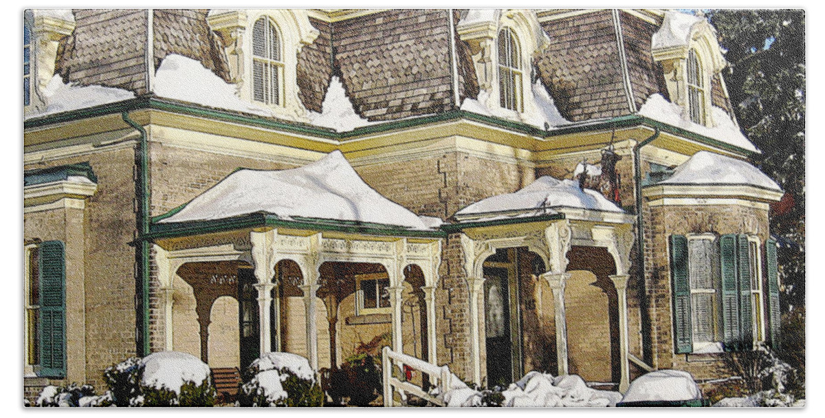 House Beach Towel featuring the photograph Century Home in Winter by Nina Silver