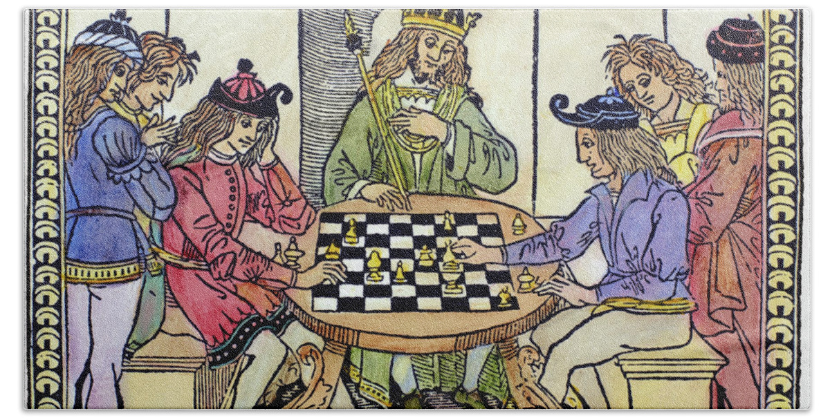 1493 Beach Towel featuring the painting Cessolis Chess, 1493-94 by Granger