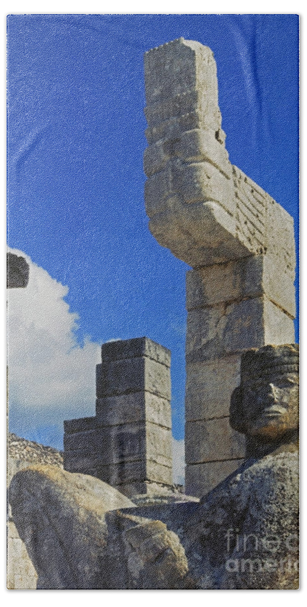 Mexico_10-6 Beach Towel featuring the photograph Chacmool Chichen Itza by Craig Lovell