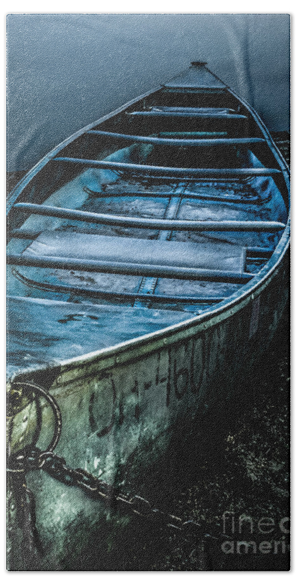 Canoe Beach Sheet featuring the photograph Chained At The Waters Edge by Michael Arend