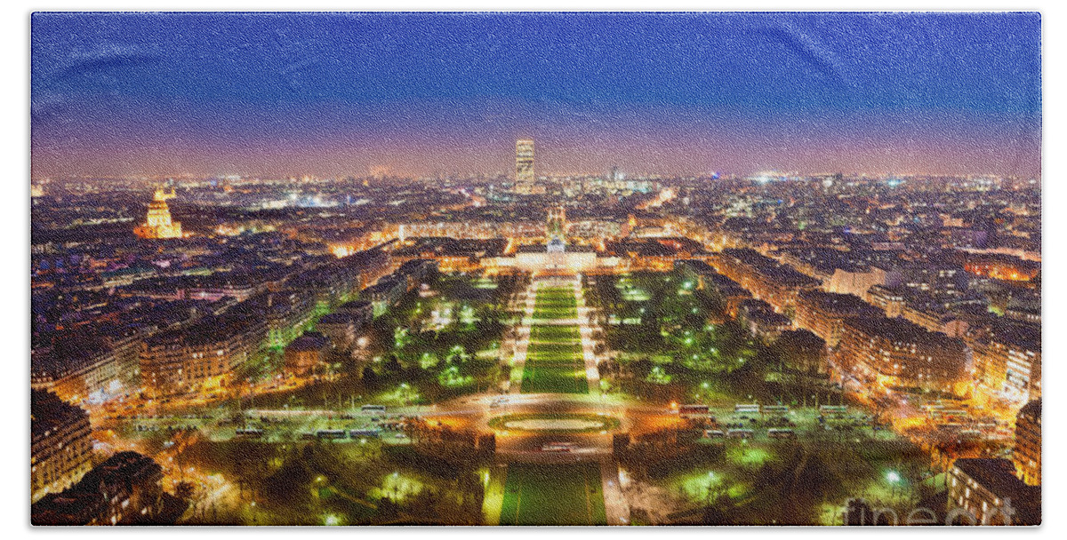 Aerial Beach Towel featuring the photograph Champ de Mars - Paris by Luciano Mortula