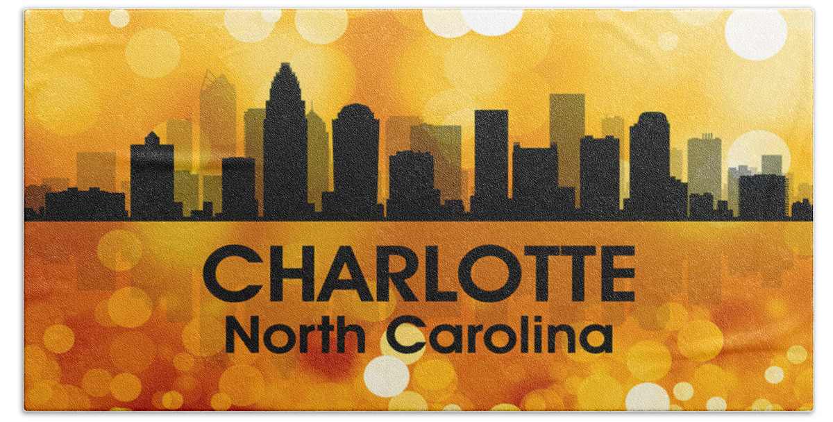 City Silhouette Beach Towel featuring the digital art Charlotte NC 3 by Angelina Tamez