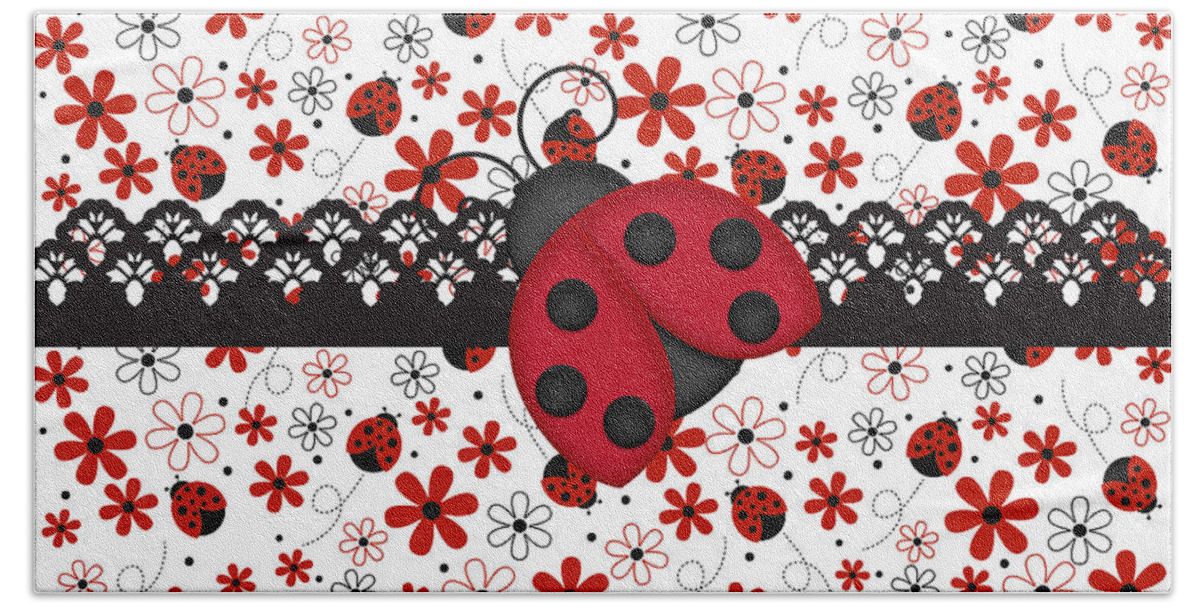 Ladybugs Beach Towel featuring the digital art Charming Ladybugs by Debra Miller