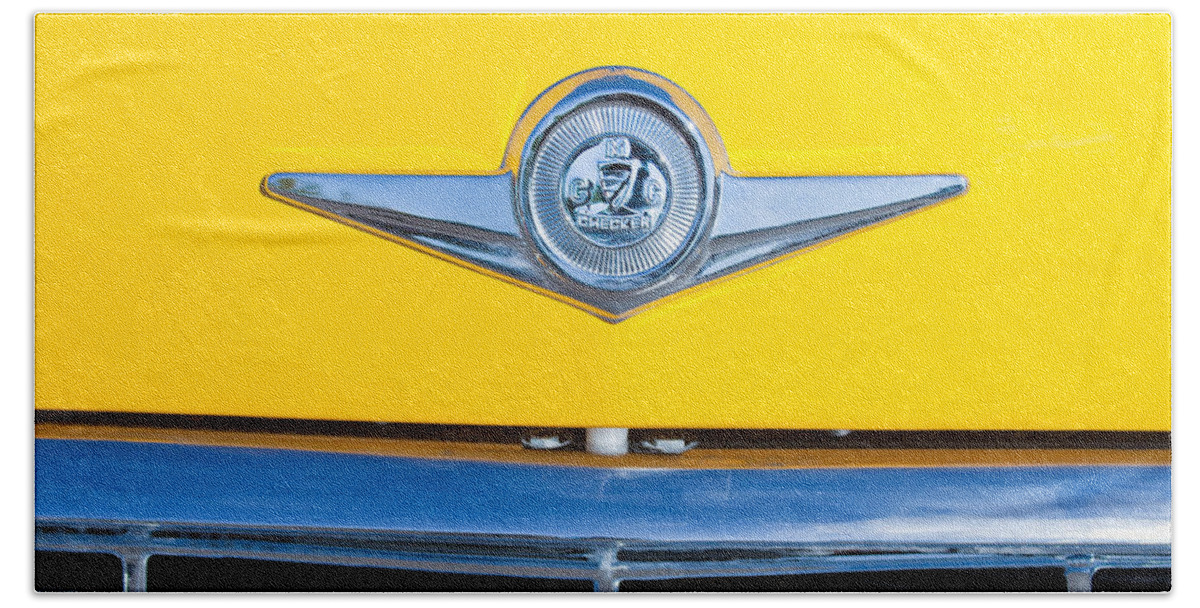 Checker Taxi Cab Emblem Beach Towel featuring the photograph Checker Taxi Cab Emblem by Jill Reger