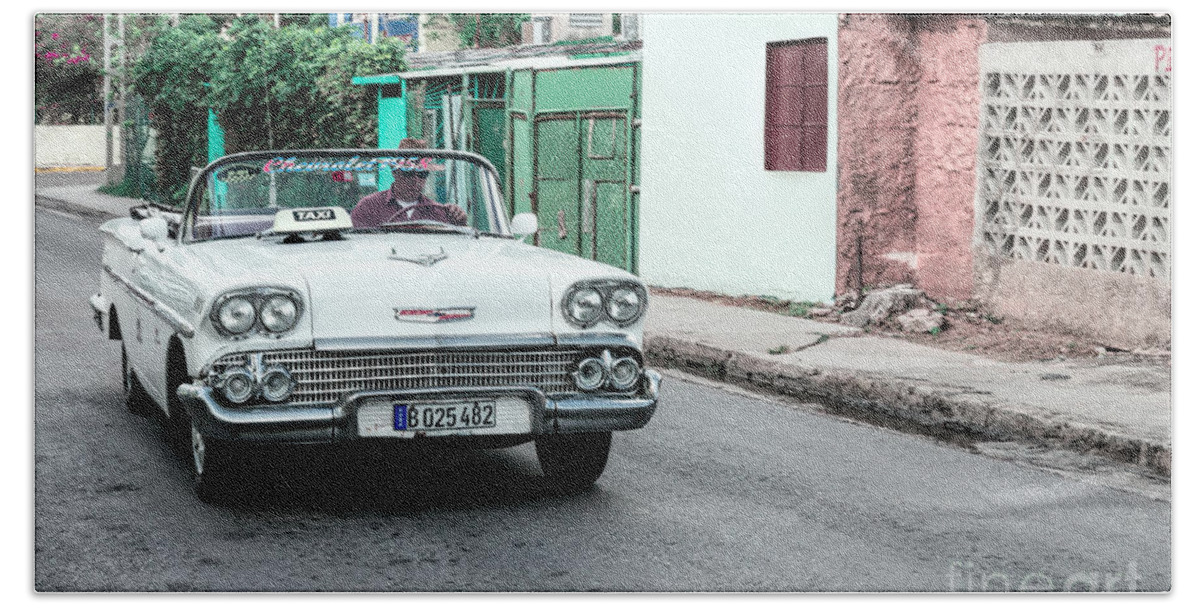 Car Beach Towel featuring the photograph Chevrolet 58 taxi by Les Palenik