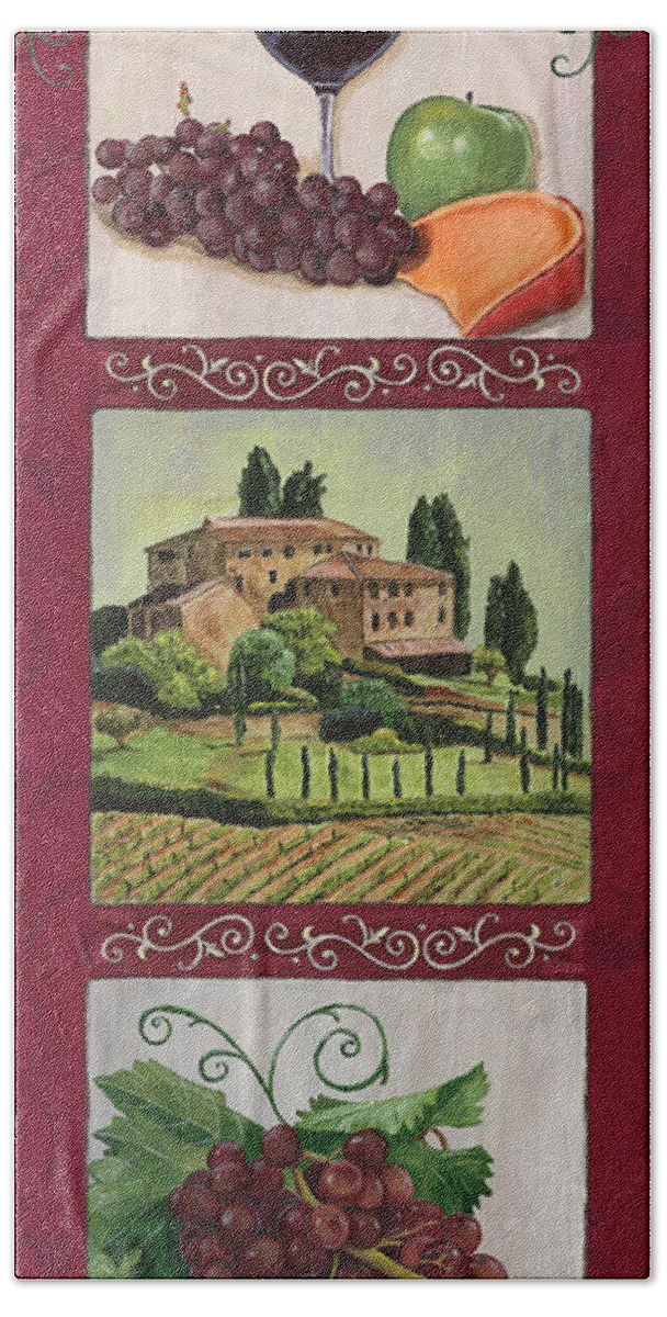 Wine Beach Towel featuring the painting Chianti and Friends Collage 1 by Debbie DeWitt