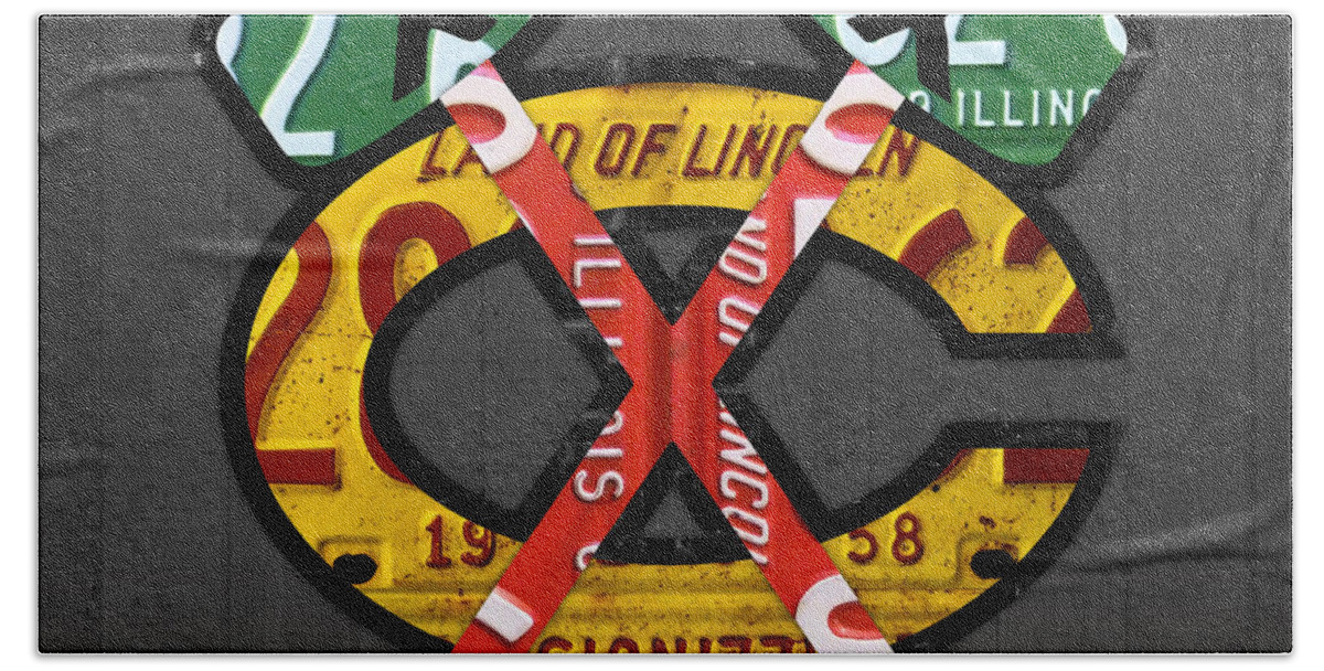Original Six Hockey Team Retro Logo Vintage Recycled License Plate Art  Fleece Blanket by Design Turnpike - Pixels Merch