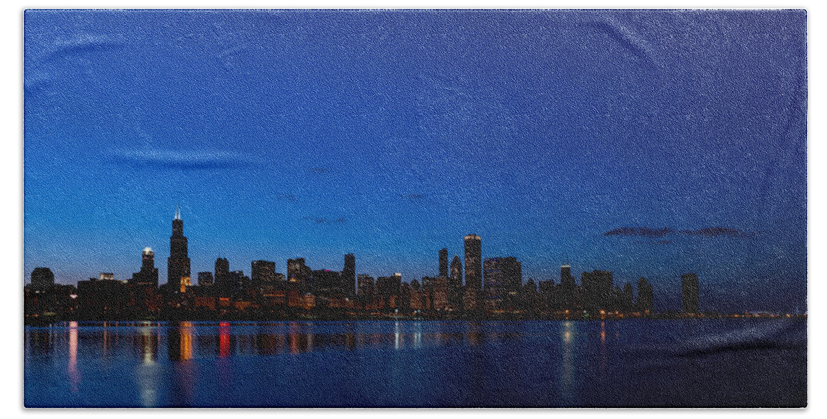 Chicago Beach Towel featuring the photograph Chicago Night by Steve Gadomski