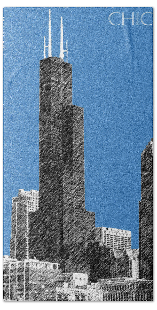 Architecture Beach Towel featuring the digital art Chicago Sears Tower - Slate by DB Artist