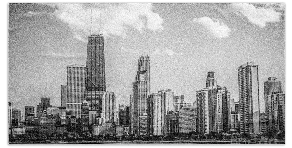 2012 Beach Towel featuring the photograph Chicago Skyline Picture in Black and White by Paul Velgos