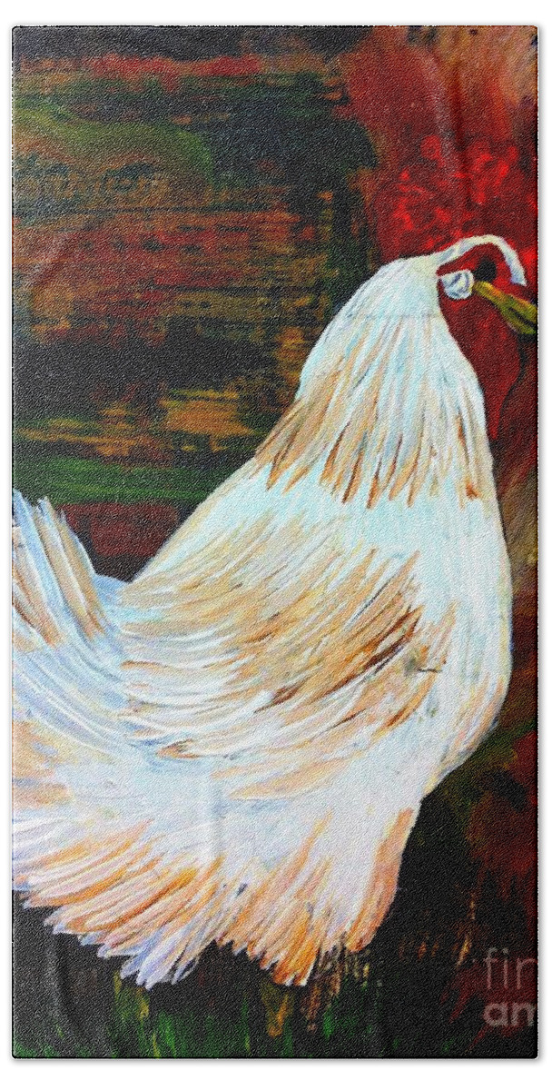 Chicken Beach Towel featuring the painting Chicken--Yard Bird by Saundra Myles