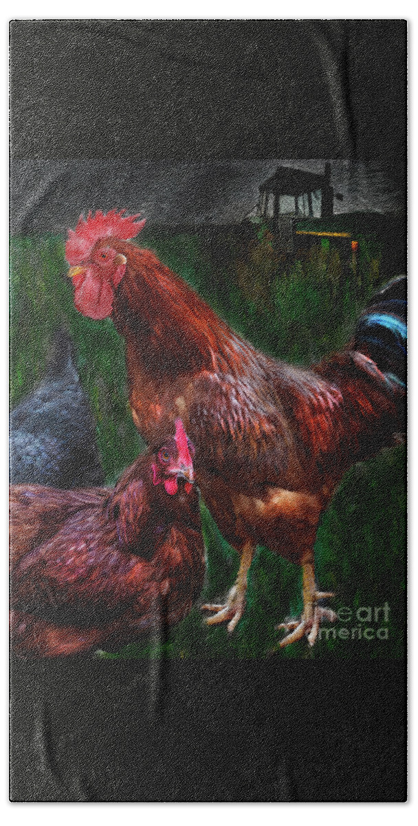 Chickens Beach Sheet featuring the digital art Chickens by Lisa Redfern