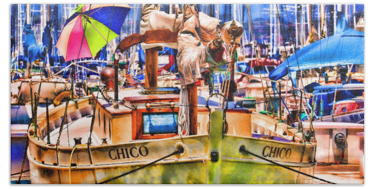 Boat Beach Towel featuring the photograph Chico Sail Boat By Diana Sainz by Diana Raquel Sainz