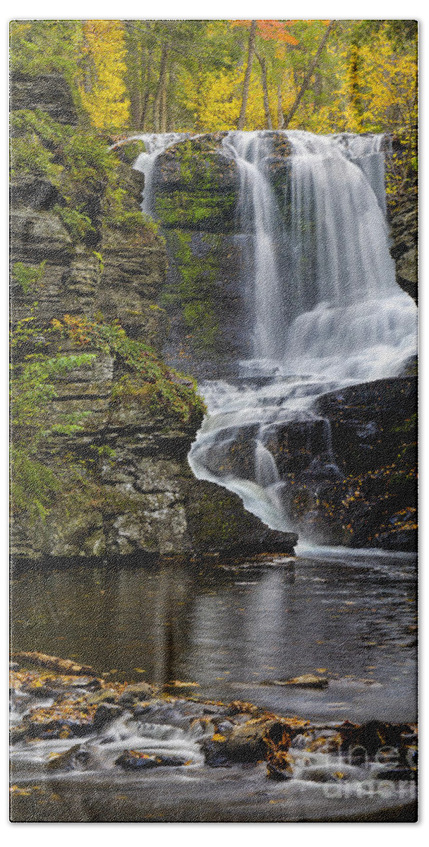Waterfall Beach Sheet featuring the photograph Childs Park Waterfall by Susan Candelario