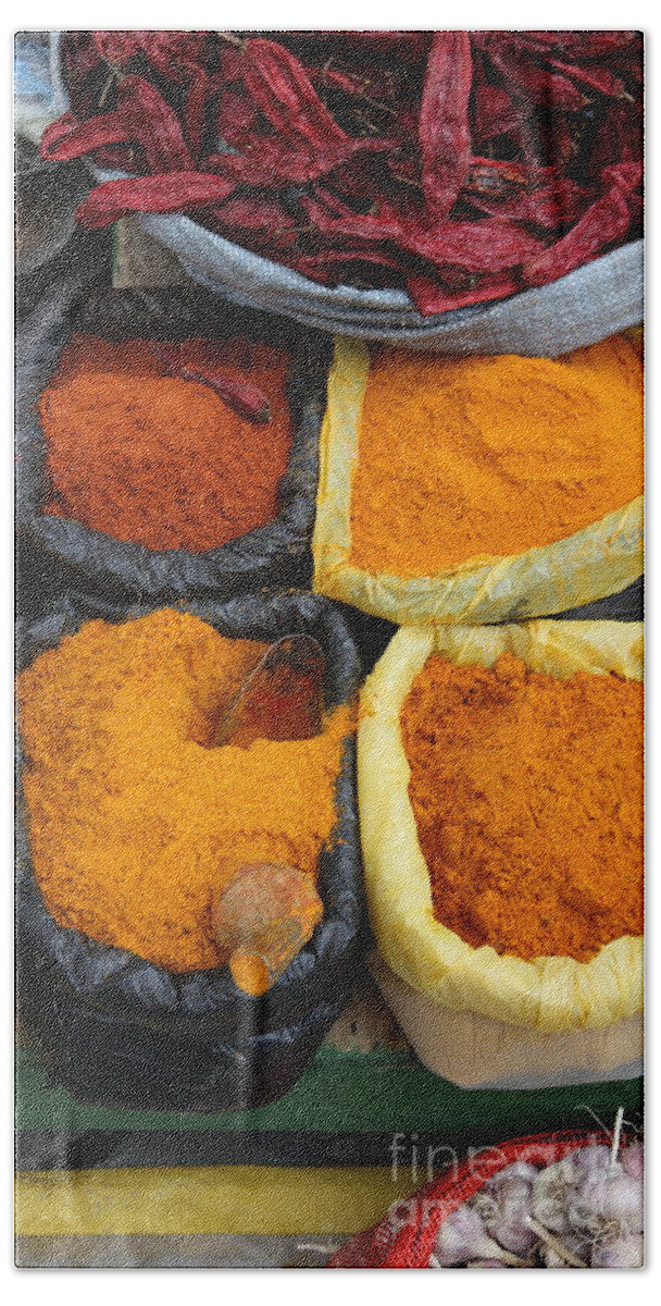 Markets Beach Towel featuring the photograph Chilli powders 3 by James Brunker
