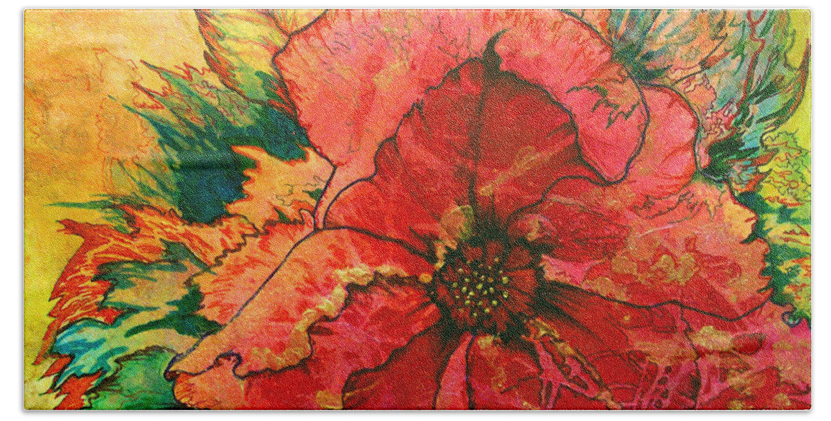 Christmas Beach Towel featuring the painting Christmas Flower by Nancy Cupp