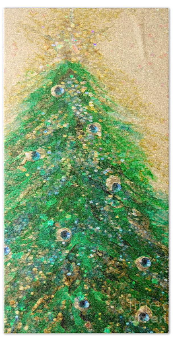  Beach Sheet featuring the painting Christmas Tree Gold by jrr by First Star Art