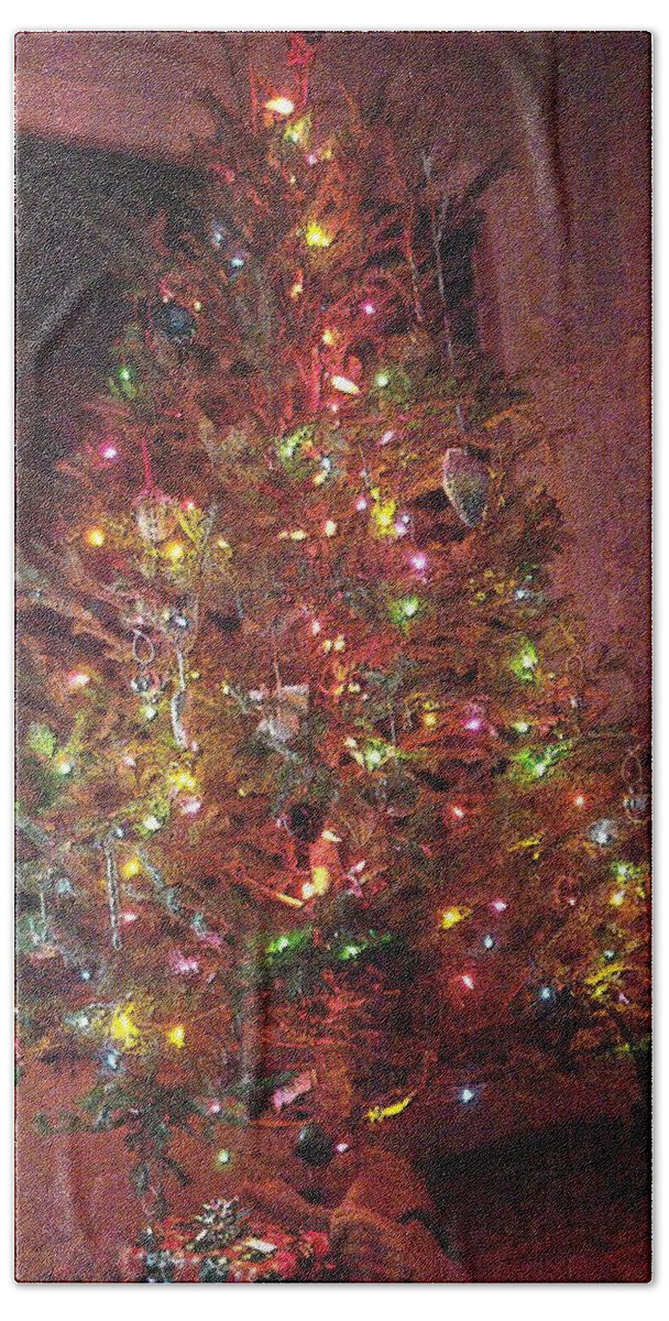 Red Beach Towel featuring the photograph Christmas Tree Memories, Red by Carol Whaley Addassi
