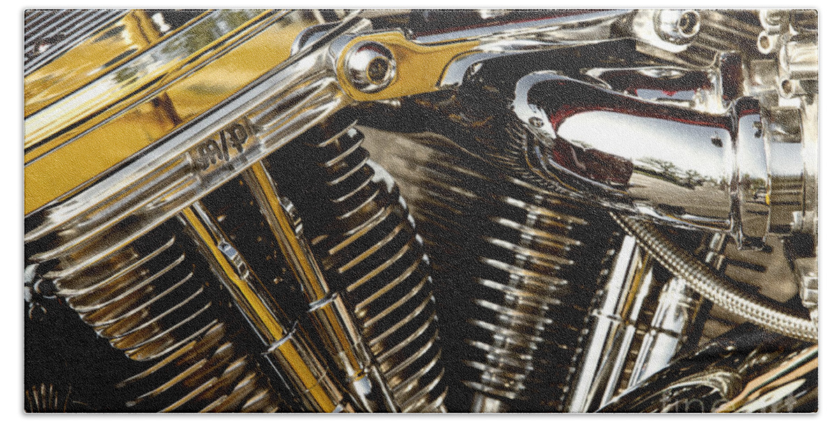 Harley Davidson Beach Towel featuring the photograph Chrome by Dennis Hedberg