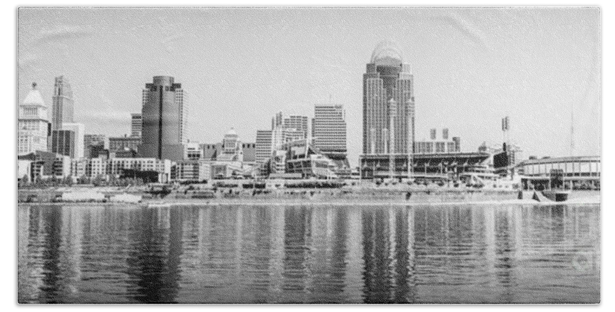 2012 Beach Towel featuring the photograph Cincinnati Panorama Black and White Picture by Paul Velgos