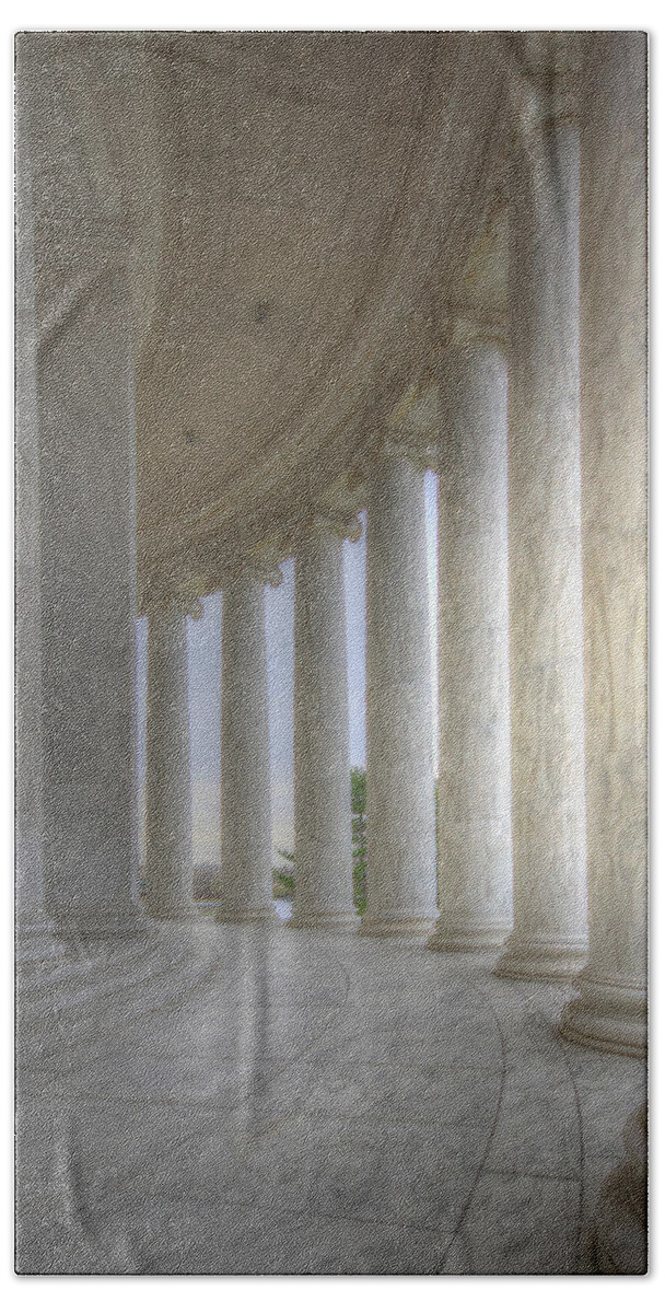 Sold Beach Towel featuring the photograph Circular Colonnade of the Thomas Jefferson Memorial by Shelley Neff