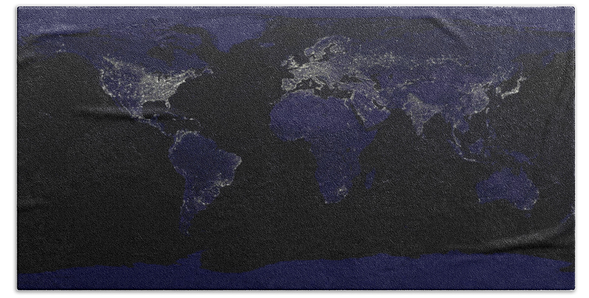 Earth At Night Beach Sheet featuring the photograph City Lights by Sebastian Musial