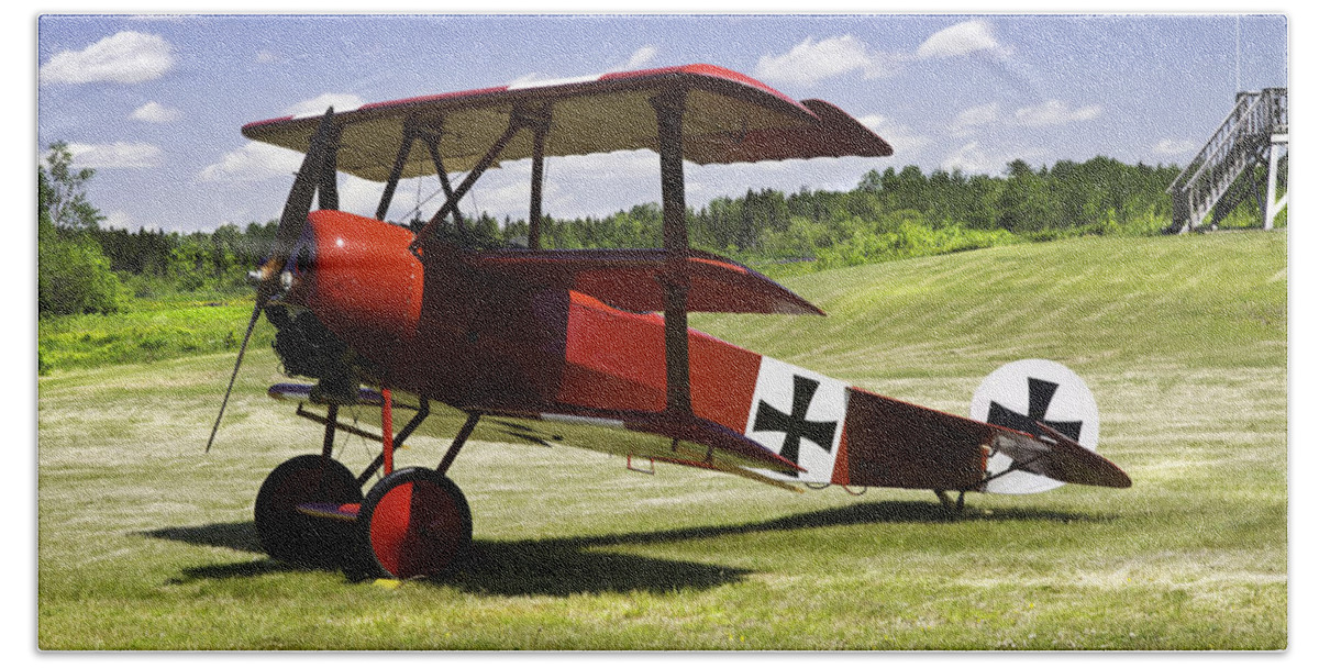 Red Barron Beach Towel featuring the photograph Classic Red Barron Fokker Dr.1 Triplane Photo by Keith Webber Jr