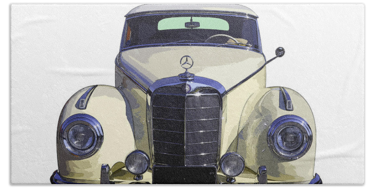 Mercedes Benz 300 Beach Towel featuring the photograph Classic White Mercedes Benz 300 by Keith Webber Jr