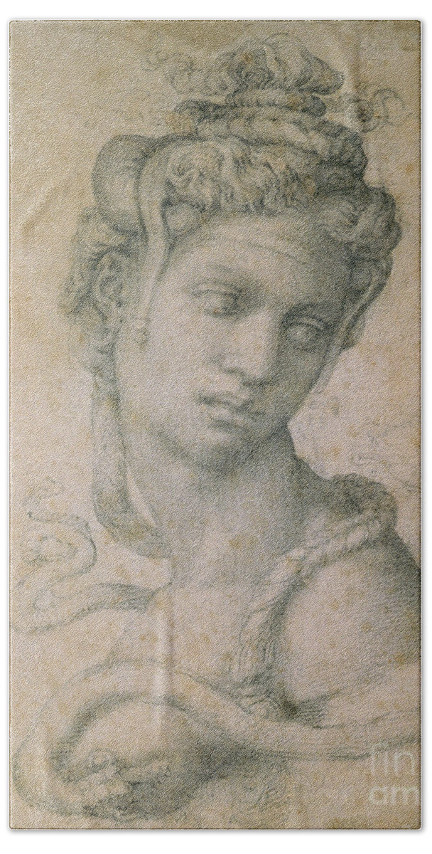Drawing Beach Towel featuring the pastel Cleopatra by Michelangelo