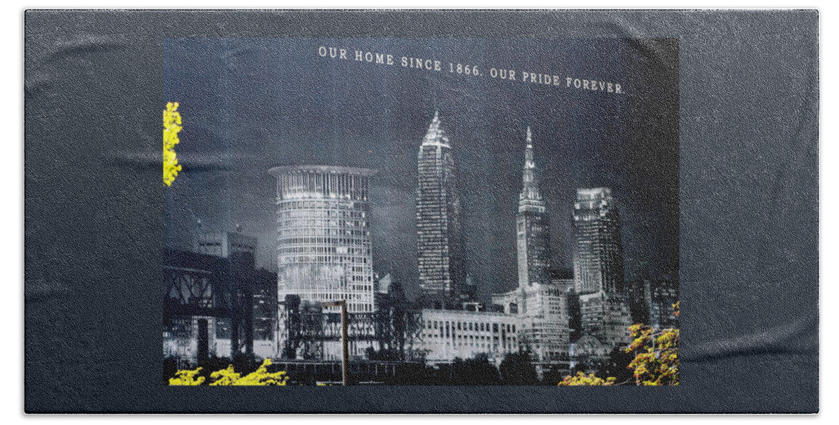 Cleveland Beach Towel featuring the photograph Cleveland Skyline Banner by Valerie Collins