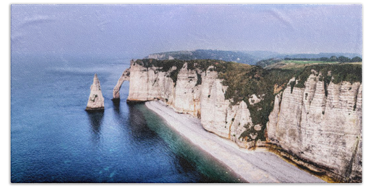 Cliff Beach Towel featuring the photograph Cliffs of Etretat 1 by Weston Westmoreland