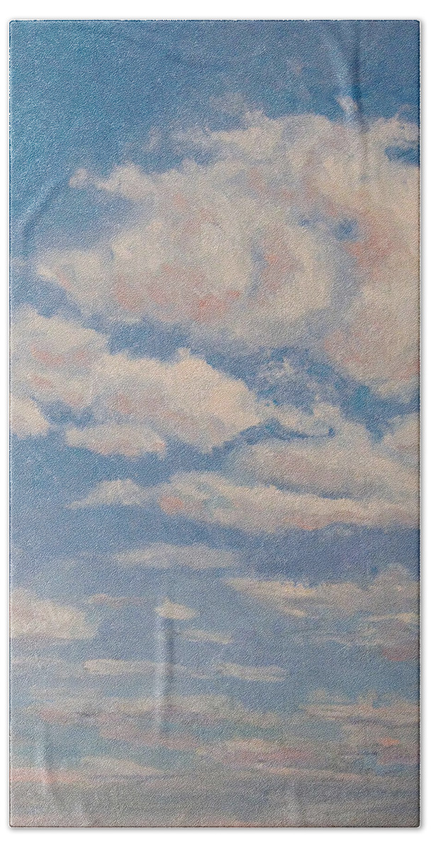 Sky Beach Towel featuring the painting Clouds on Blue by Robie Benve