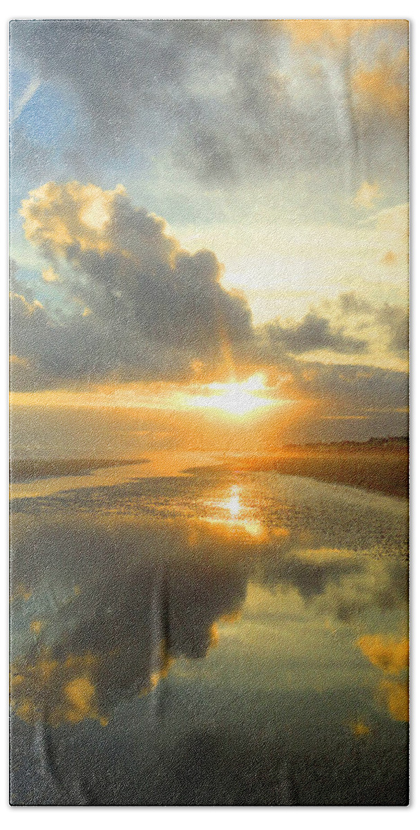 Clouds Beach Sheet featuring the photograph Clouds Reflection by Jan Marvin by Jan Marvin